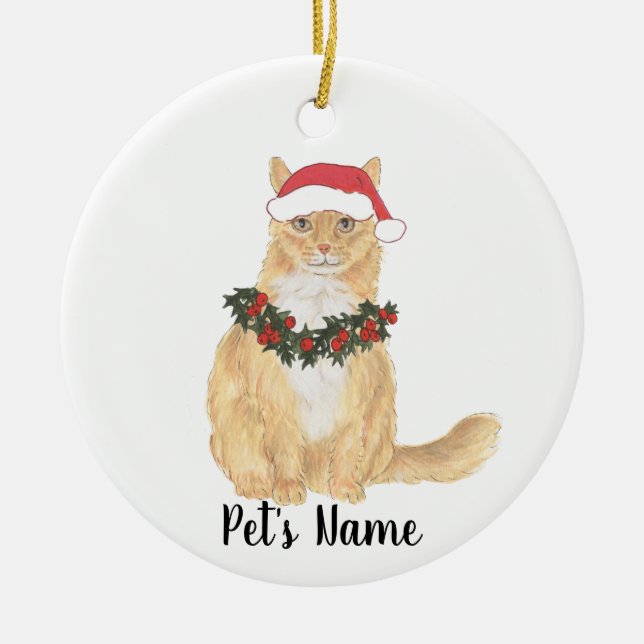 Personalisierte Maine Coon (Orange) Cat Keramik Ornament (Vorne)