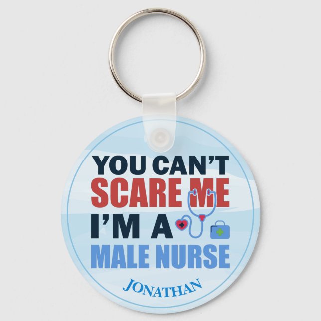 Personalisierte Male Nurse Blue Schlüsselanhänger (Vorderseite)