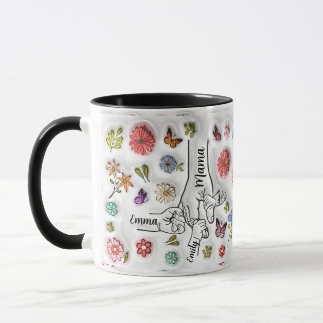 Personalisierte Mama - 3 Kinder Tasse (Links)