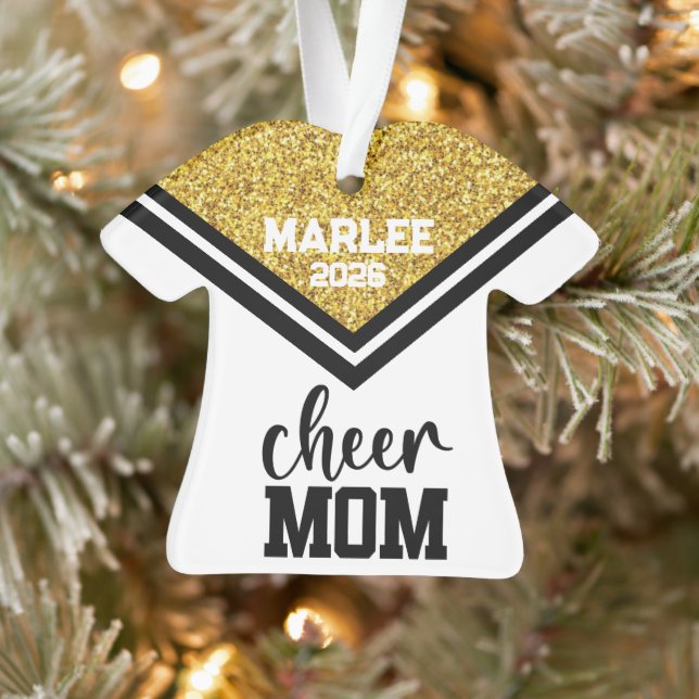 Personalisierte Mama aus Gold und Black Cheer Ornament (Baum)