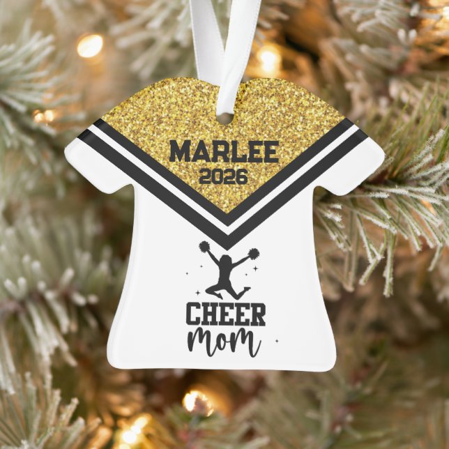 Personalisierte Mama aus Gold und Black Cheer Ornament (Baum)