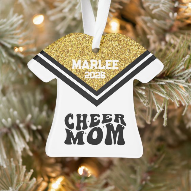 Personalisierte Mama aus Gold und Black Cheer Ornament (Baum)