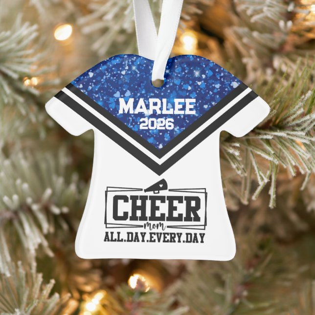 Personalisierte Mama Blue & Black Cheer Ornament (Baum)