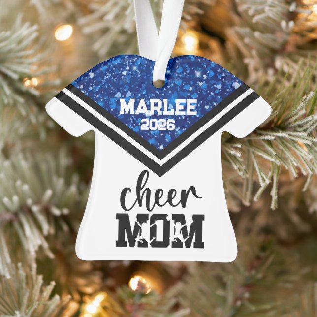Personalisierte Mama Blue & Black Cheer Ornament (Baum)