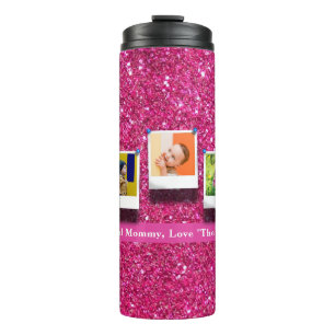 Personalisierte Mama Foto Collage Girly Pink Thermosbecher