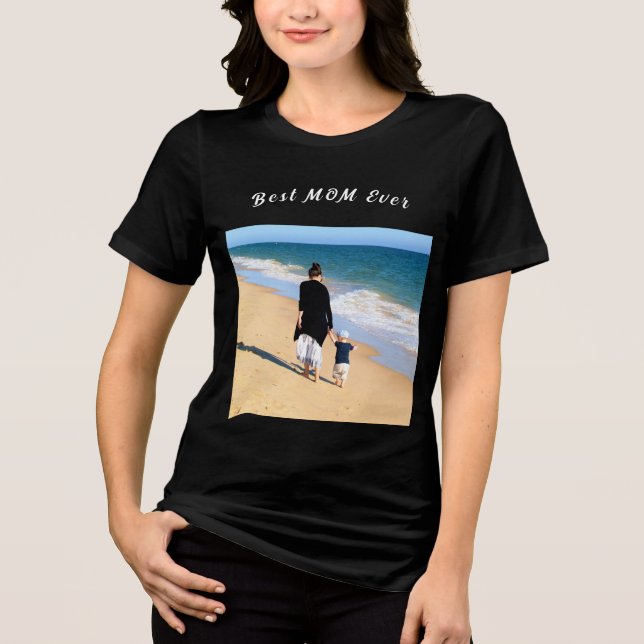 Personalisierte Mama Foto Text Beste MAMA je Tri-Blend Shirt (Vorderseite)