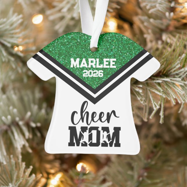 Personalisierte Mama Grün & Schwarz Ornament (Baum)