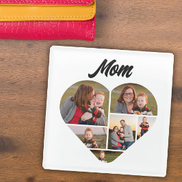 Personalisierte Mama Herzform 6 FotoCollage Glasuntersetzer