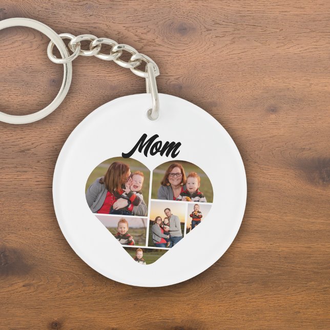 Personalisierte Mama Herzform FotoCollage Schlüsselanhänger (Custom Photo Keychain for Mom with Heart Shaped Photo Collage)