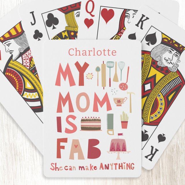 Personalisierte Mama ist Fab Spielkarten (My Mom is Fab personalized name hand lettered art playing cards)