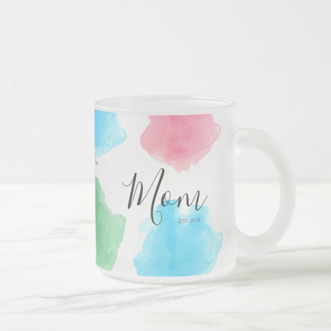 Personalisierte Mama Jahr Aquarell Mattglastasse (Rechts)