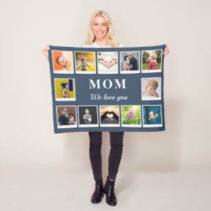 Personalisierte Mama Kinder 12 Fotocollage Fleecedecke