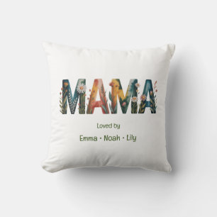 Personalisierte Mama Kinder Namen Florale Beschrif Kissen