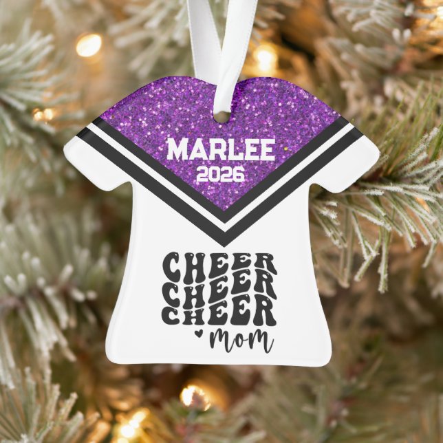 Personalisierte Mama Lila & schwarz Cheer Ornament (Baum)