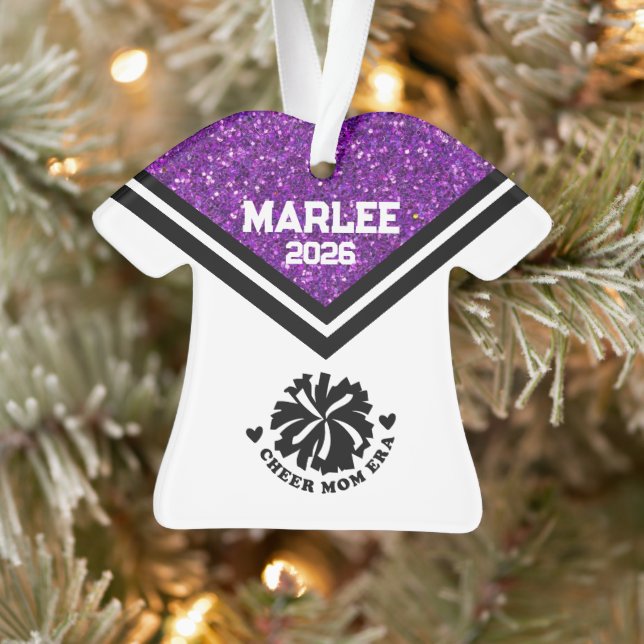 Personalisierte Mama Lila & schwarz Cheer Ornament (Baum)