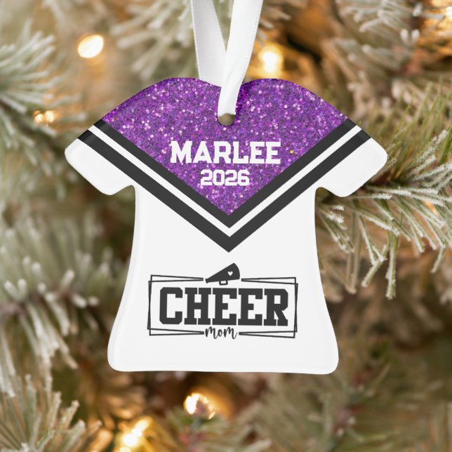 Personalisierte Mama Lila & schwarz Cheer Ornament (Baum)