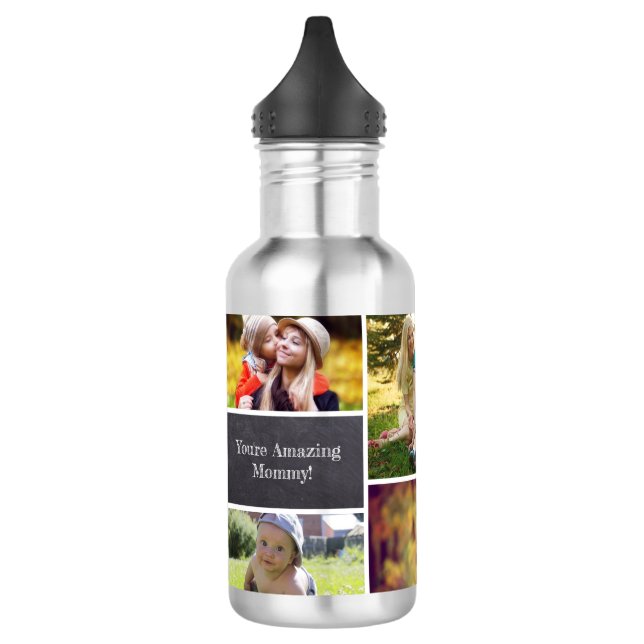 Personalisierte Mama Multiple Foto-Collage Edelstahlflasche (Links)