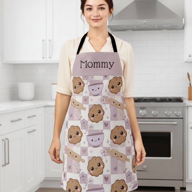 Personalisierte Mama-Schürze Kawaii Cookie Gingham Schürze (Von Creator hochgeladen)