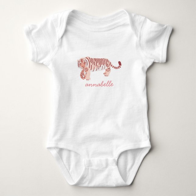 Personalisierte Mama Tiger & Cub Girl Babybodysuit Baby Strampler (Vorderseite)