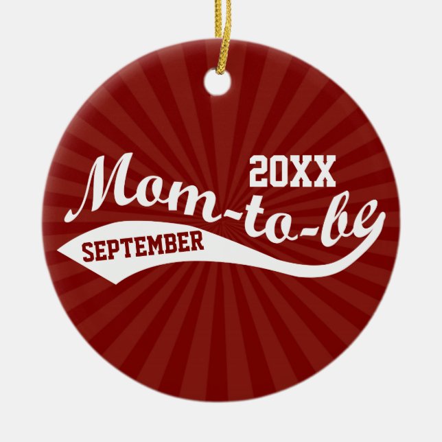 Personalisierte Mama-to-be Sporty Brick Red Keramik Ornament (Vorne)