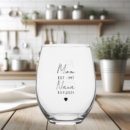 Personalisierte Mama und Nana EST `Gift Weinglas Ohne Stiel