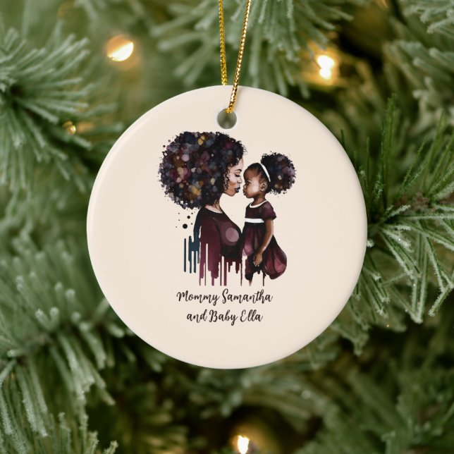 Personalisierte Mama und Tochter (4) Keramik Ornament (Baum)