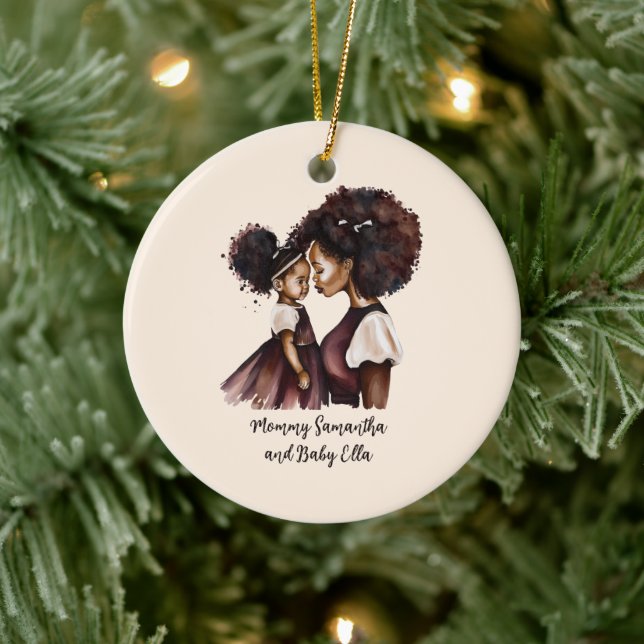 Personalisierte Mama und Tochter (5) Keramik Ornament (Baum)