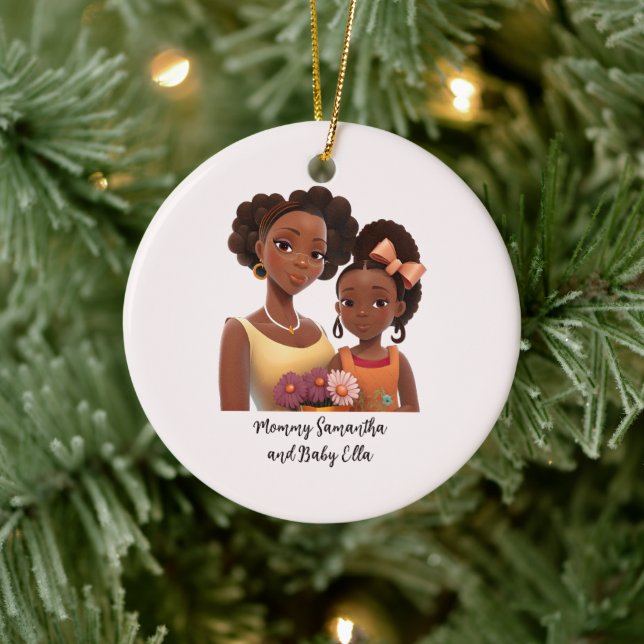Personalisierte Mama und Tochter (7) Keramik Ornament (Baum)
