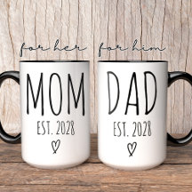 Personalisierte Mama und Vater Tasse, Babydusche
