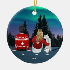 Personalisierte Mama Vater Dog Familie Keramik Ornament