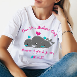 Personalisierte Mama von zwei Jungen, Erster Mutte T-Shirt
