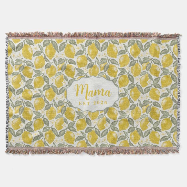 Personalisierte Mama-Zitronen-Webschlinge Decke (Vorderseite)