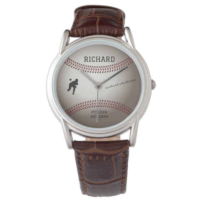 Personalisierte Männer Inspiriert Baseball-Souveni Armbanduhr (Vorderseite)