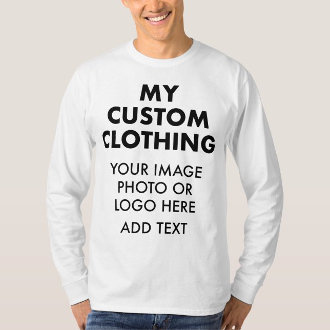 Personalisierte MÄNNER-LANGE SCHLAFE (WEISS) T-Shirt (Vorderseite)