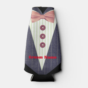 Personalisierte Männer Tuxedo Shirt Groom Flasche  Flaschenkühler