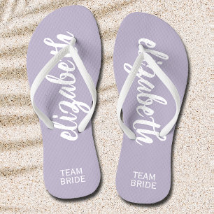 Personalisierte Mannschaft Bride Periwinkle und Wh Flip Flops