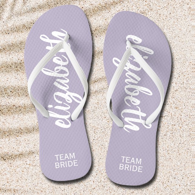 Personalisierte Mannschaft Bride Periwinkle und Wh Flip Flops (Von Creator hochgeladen)