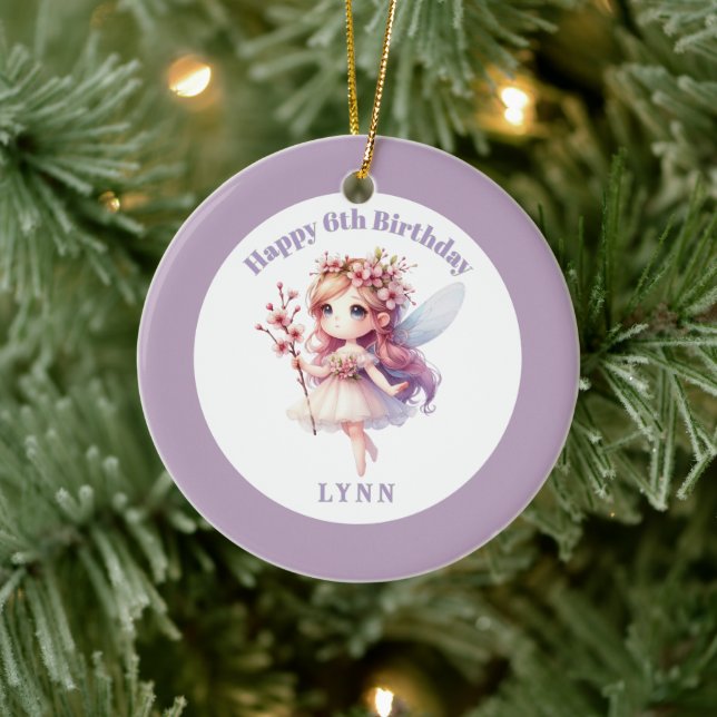 Personalisierte märchenhafte Blumenfee  Keramik Ornament (Baum)