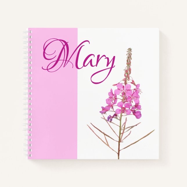 Personalisierte Maria nennt lila Blüte Notizbuch (Vorderseite)