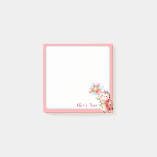 Personalisierte Marienkäfer-Gänseblümchen-Notizzet Post-it Klebezettel