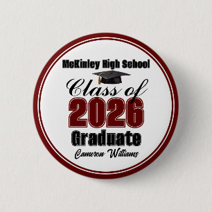 Personalisierte marine Klasse 2026 Abschlussfeier Button