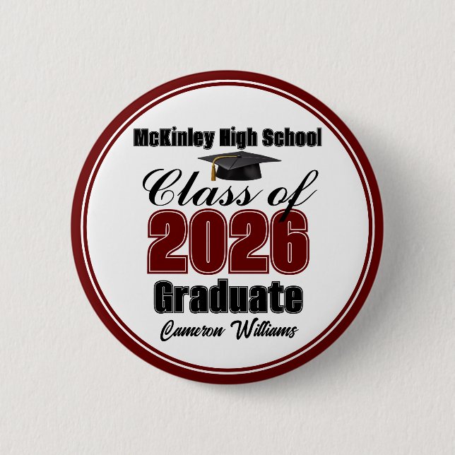 Personalisierte marine Klasse 2026 Abschlussfeier Button (Vorderseite)