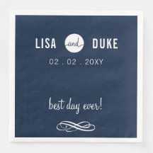 Personalisierte Marine Moderne Hochzeit Napkins