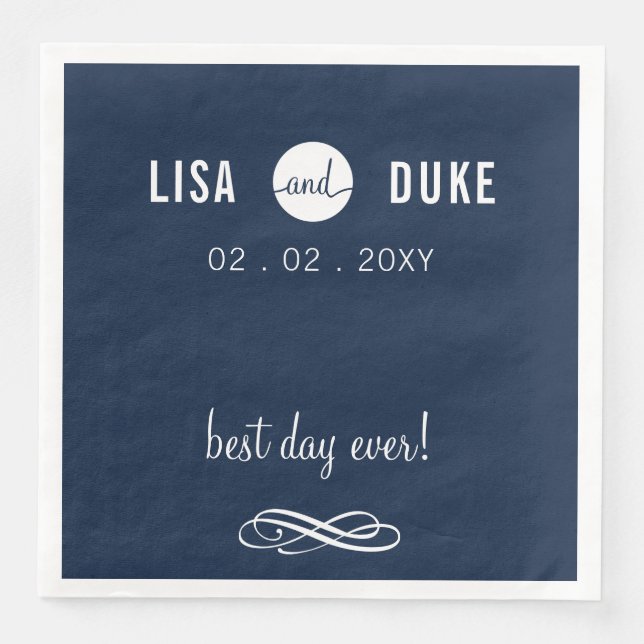 Personalisierte Marine Moderne Hochzeit Napkins Serviette (Vorderseite)