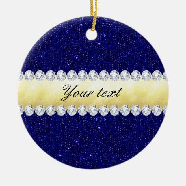 Personalisierte Marineschichten, Gold, Diamanten Keramikornament (Vorne)