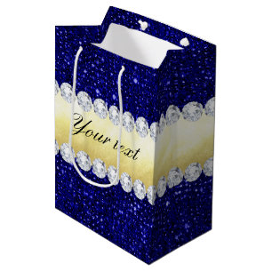 Personalisierte MarineSequins, Gold, Diamanten Mittlere Geschenktüte