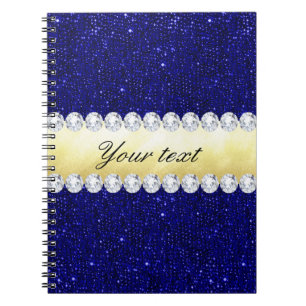 Personalisierte MarineSequins, Gold, Diamanten Notizblock