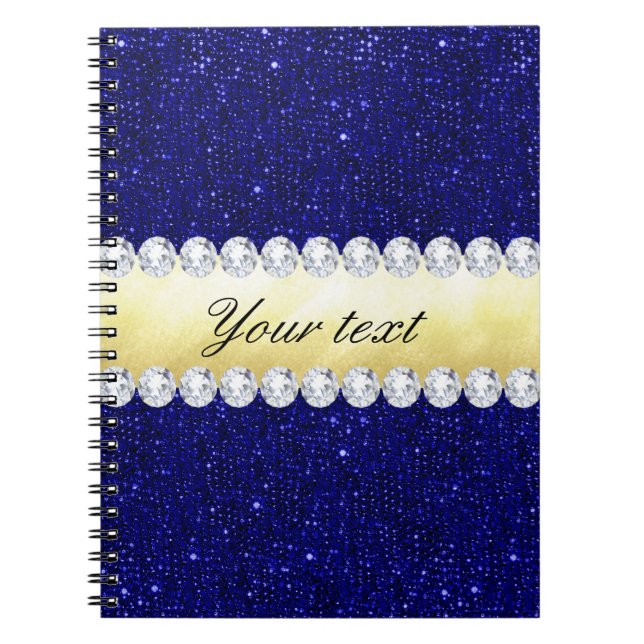 Personalisierte MarineSequins, Gold, Diamanten Notizblock (Vorderseite)