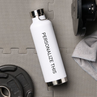 Personalisierte Markenbezeichnung aus Weiß und Sch Trinkflasche