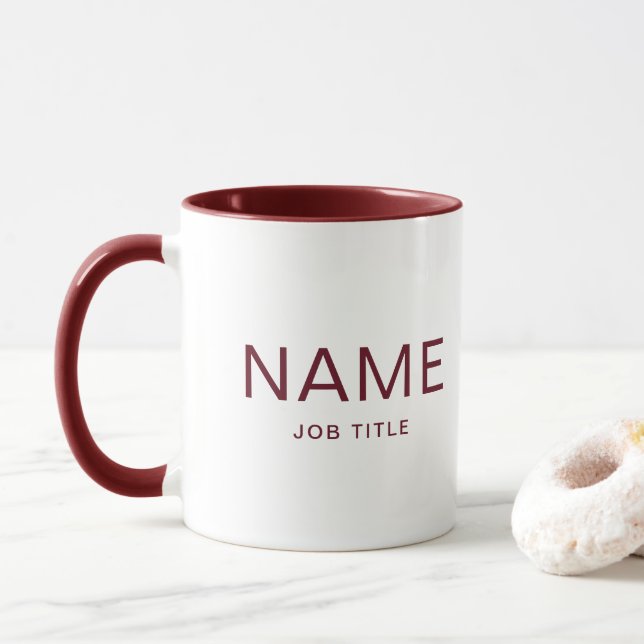 Personalisierte Maroon Combo-Tasse mit Ihrem Namen Tasse (Mit Donut)